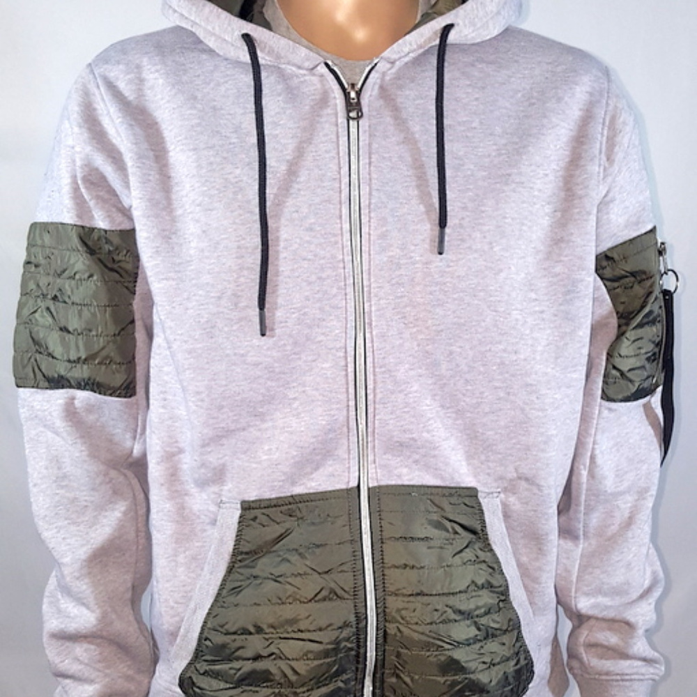 Southpole Full Zip Nylon Trim Hoodie Sweatshirt